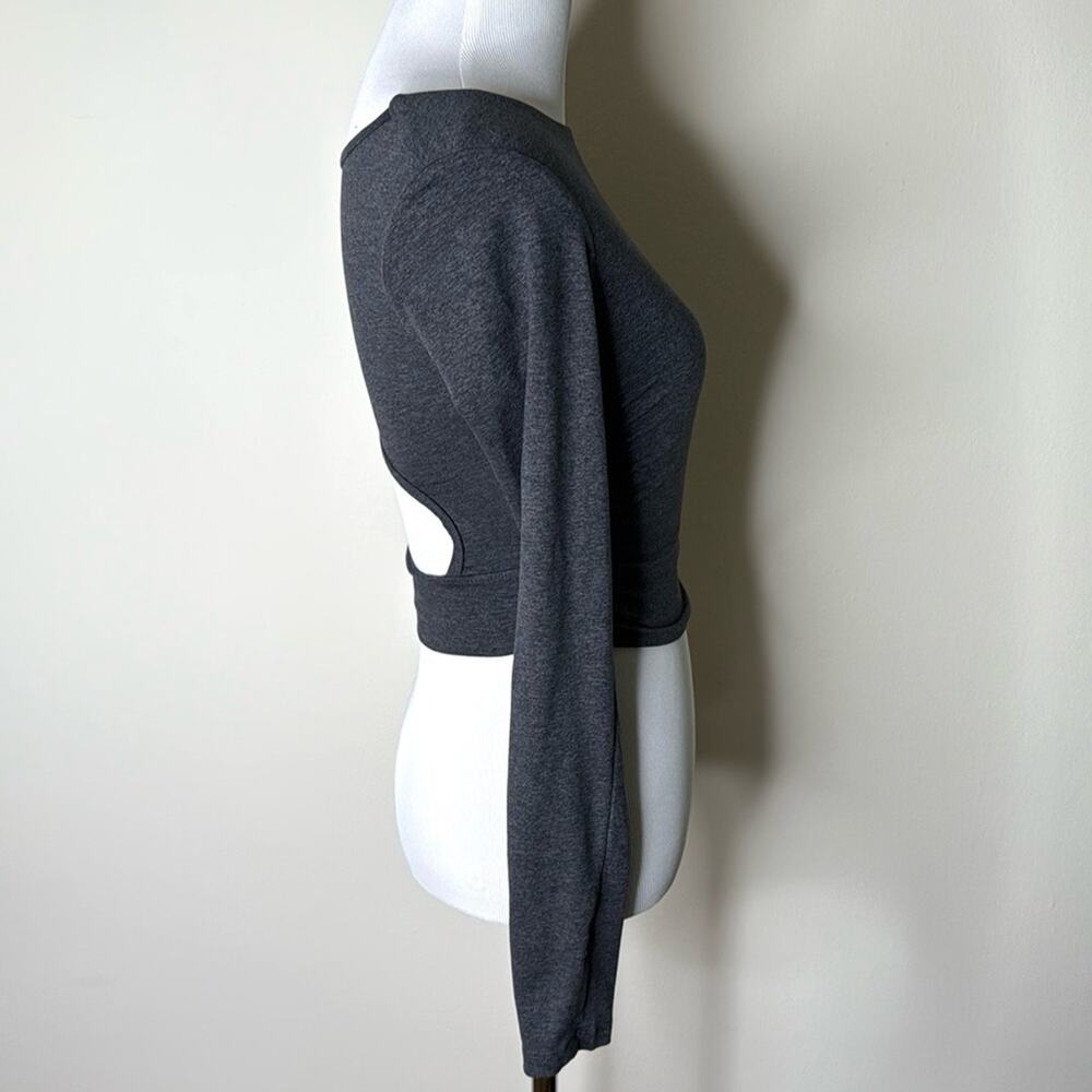 Varley Black Marl Always Warm Sloane Cropped Tee - Picture 5 of 8